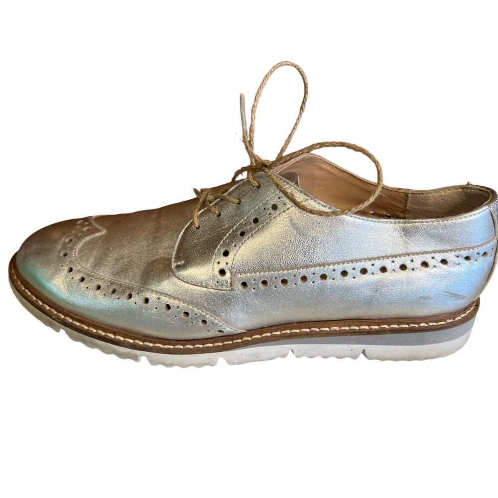 Charles David menswear inspired metallic silver Derby Shoes 10